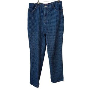 Gloria Vanderbilt Amanda Polka Dot Blue Denim Jeans Womens Size 14